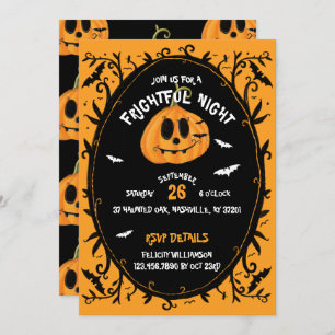 Invitation Fright Night Effrayant Halloween Citrouille Carvin