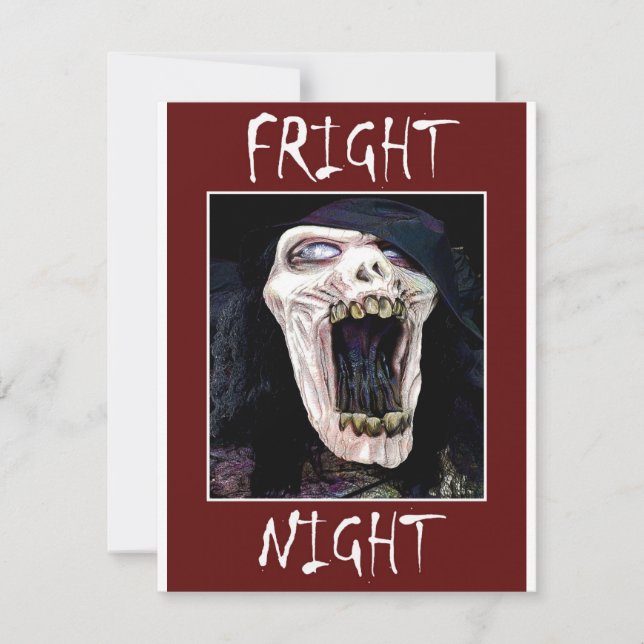 Invitation Fright Night Skelton Skull Halloween Party  (Devant)