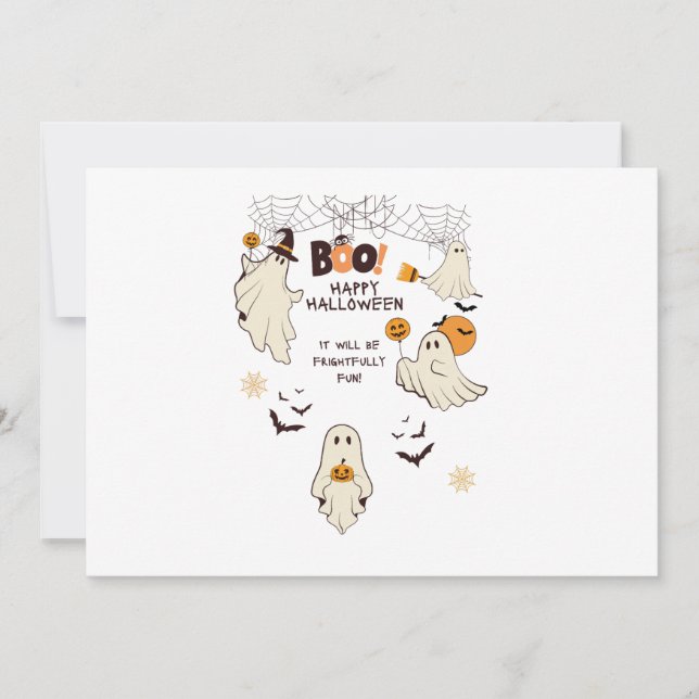 Invitation Frightfully Fun Ghosts – Dessin animé mignon pour  (Devant)