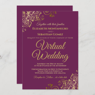 Invitation Frilles d'or sur Magenta Elegant Mariage virtuel