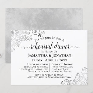 Invitation Frills argentés Dîner et répétition de mariage élé