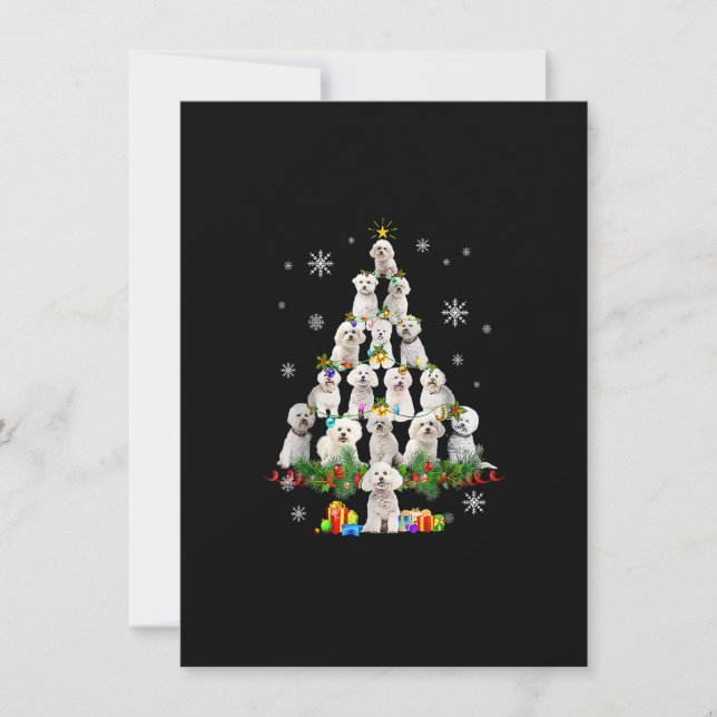 Invitation Frise de Bichon Frise Noël Lumières Drôle Chien Xm (Devant)