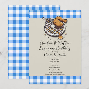 Invitation Frites de poulet et gaufres, Fête de fiançailles b