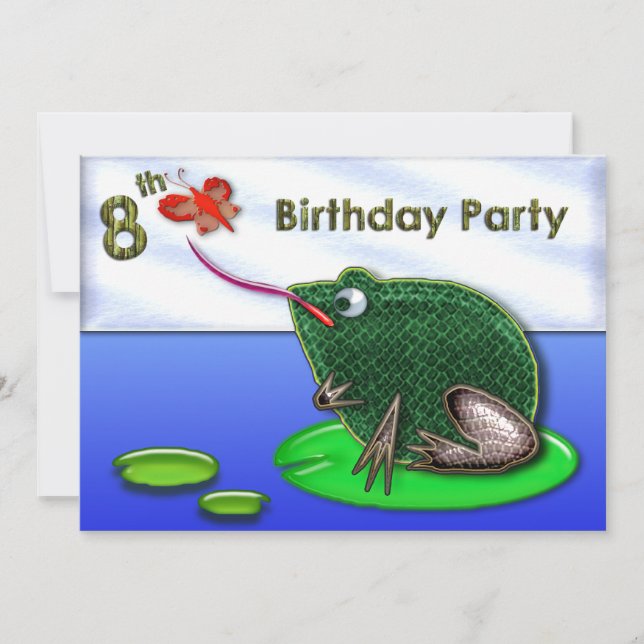 Invitation Frog & Bug in Pond 8e anniversaire (Devant)