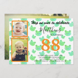 Invitation Froggy fête d'anniversaire Trois photos personnali
