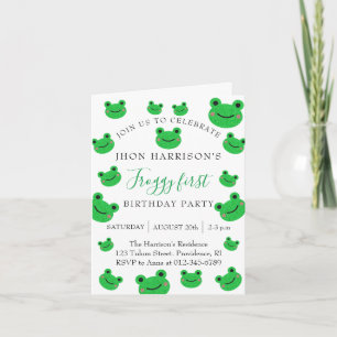 Invitation Froggy Premier anniversaire fête Croaking Amphibia
