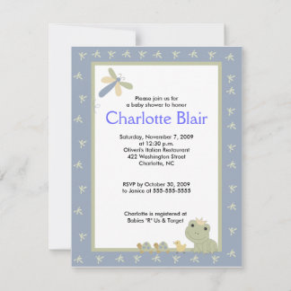 Invitation Froggy Tales Baby shower frontalier bleu Invitatio