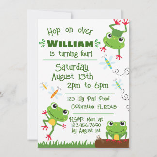 Invitation Frogtastic Jumping Frogs Anniversaire de enfant