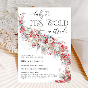 Invitation Froid Dehors Élégant Baby shower Floral Hiver