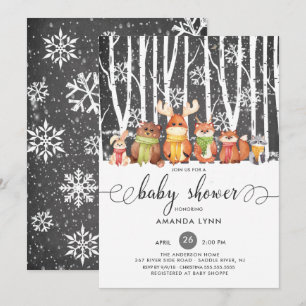 Invitation Froid Hiver Hiver Baby shower des animaux de bois