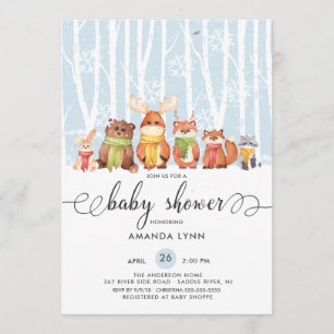 Invitation Froid Hiver Hiver Baby shower des animaux de bois