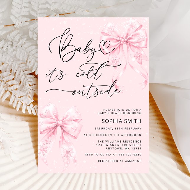 Invitation Froid Hors Élégant Baby shower Fille Vaches Rose (Créateur téléchargé)