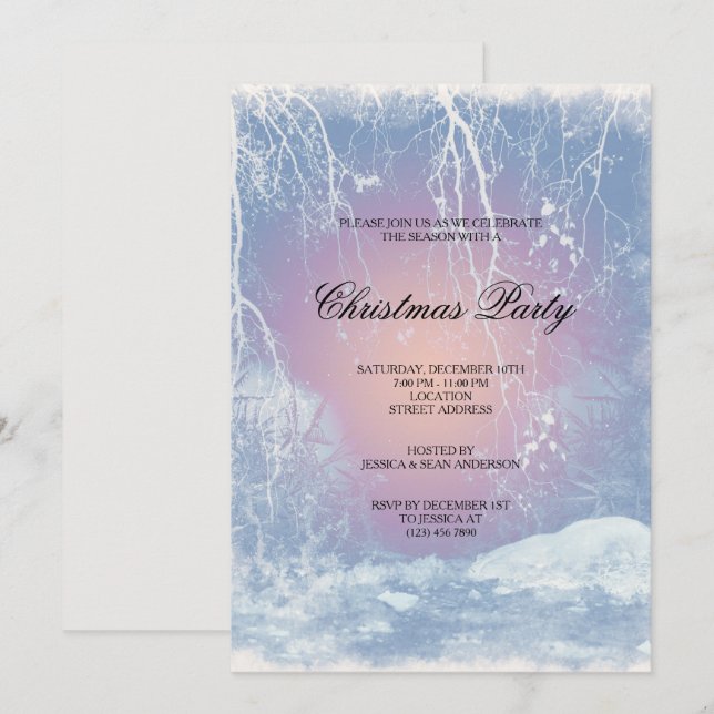 Invitation Froid Icy Winters Noël Party (Devant / Derrière)