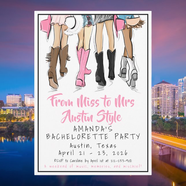 Invitation From Miss to Mrs — Austin Style Bachelorette Party (Créateur téléchargé)