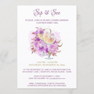 Invitation *~* Fromage au vin SIP ET VOIR Shower Party