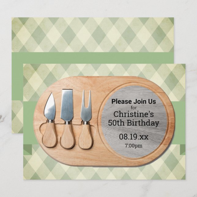 Invitation Fromage Charcuterie personnalisée (Devant / Derrière)