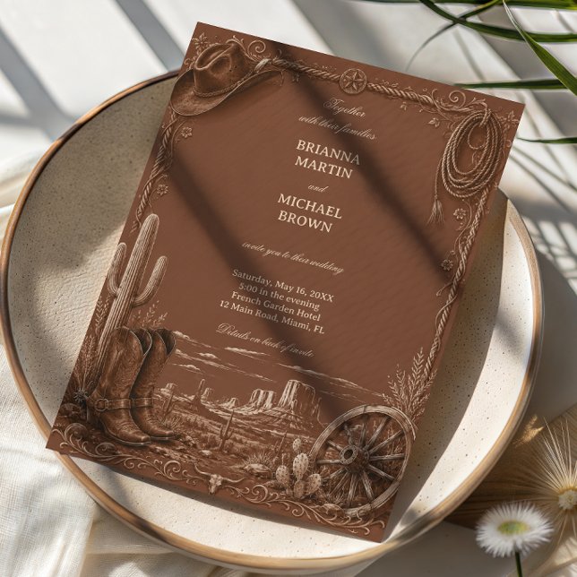 Invitation Frontière de Prairie Vintage Rustique (Créateur téléchargé)