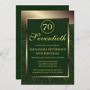 Invitation Frontière Emerald Vert Et Or Motif Anniversaire