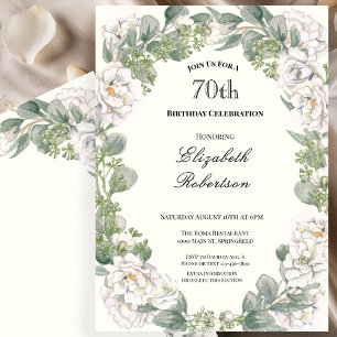 Invitation Frontière Florale Élégante pour les 70 ans de la F