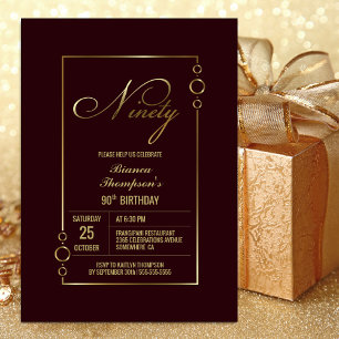 Invitation Frontière or moderne Bourgogne 90e anniversaire fê