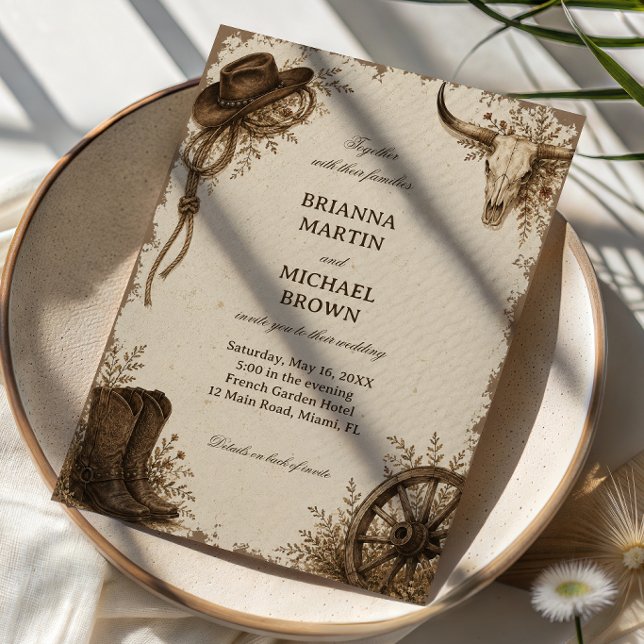 Invitation Frontière Prairie Rustique Occidental (Créateur téléchargé)
