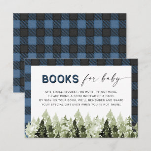 Invitation FROST Blue Flannel Pine Tree Livres pour Baby Card