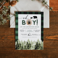 FROST Green Flannel Pine Bear Baby shower garçon