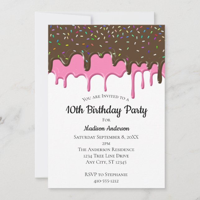 Invitation Frostage qui dégouline avec bougies d'anniversaire (Devant)