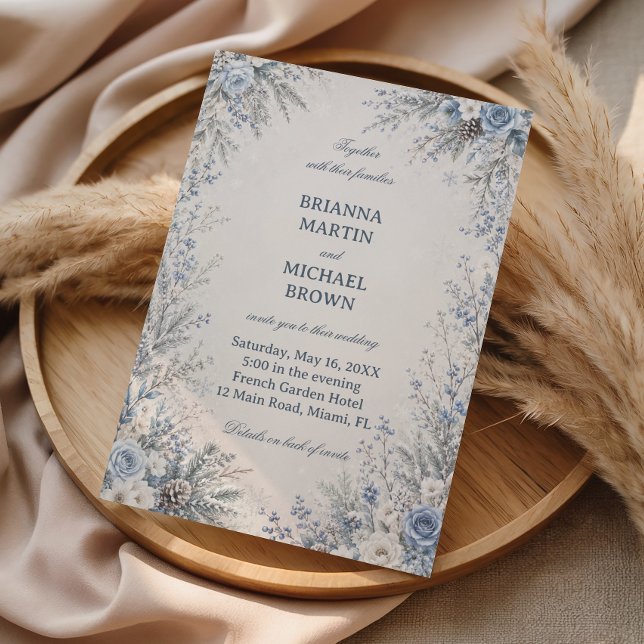 Invitation Frosted Blue Botanicals Embrassez l'Hiver (Créateur téléchargé)