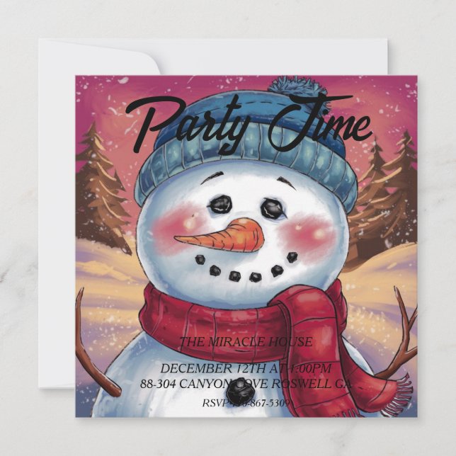 Invitation Frosty le bonhomme de neige (Devant)