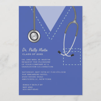 Invitation Frotte l'invitation Médicale bleue d'obtention du