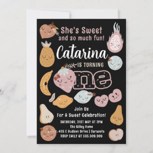 Invitation Fruit 1er anniversaire invitation, Fruit modifiabl