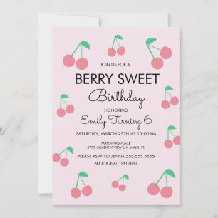 Invitation Fruit Cerises Rose Rouge Anniversaire