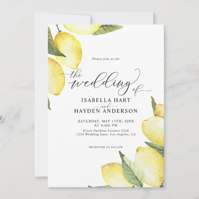 Invitation Fruit citron Jaune Jardin d'été Mariage (Devant)