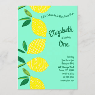 Invitation Fruit citron mignon Enfants 1ère fête d'anniversai