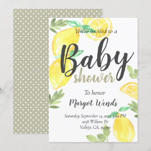 Invitation Fruit citron rustique mariage bébé douche invitati