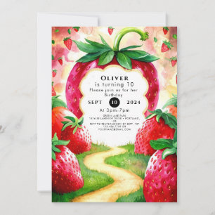 Invitation Fruit coloré Joyeux fraise Anniversaire