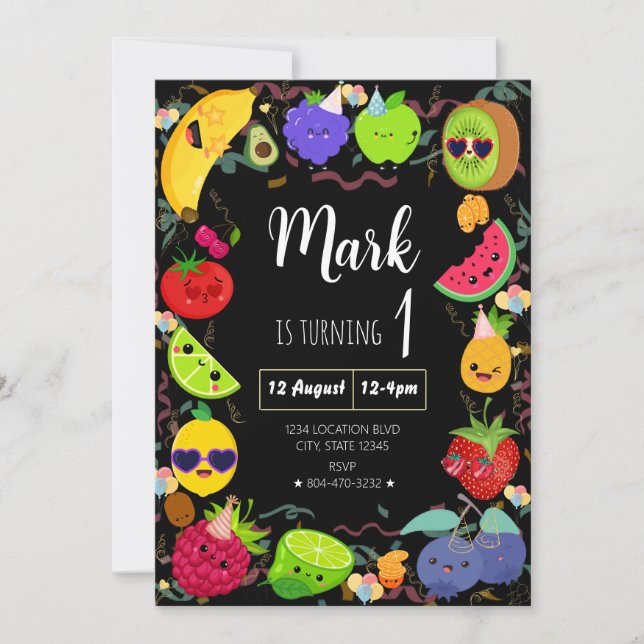 Invitation Fruit dansant Anniversaire (Devant)
