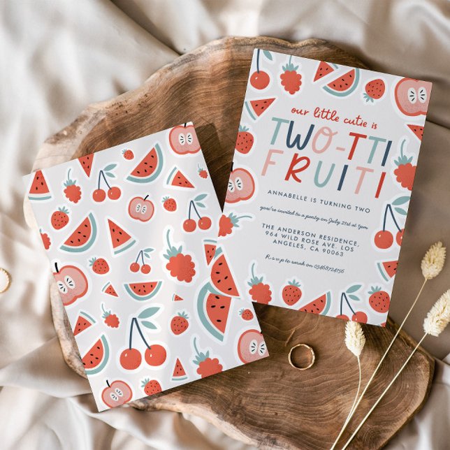 Invitation Fruit de 2e anniversaire rouge été fête des enfant (Créateur téléchargé)