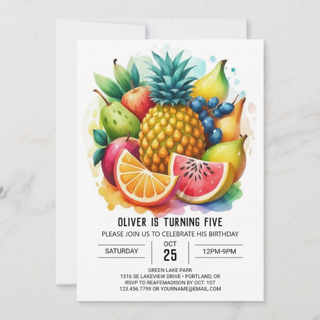 Invitation Fruit Editable Apple Anniversaire (Devant)