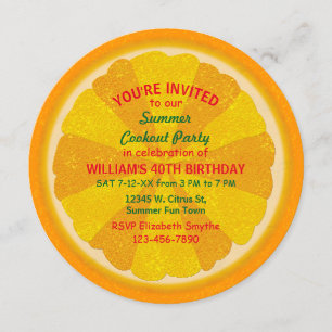 Invitation Fruit Orange Slice Summer Party Cookout   Annivers