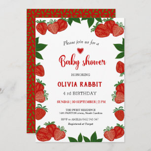 Invitation Fruit sucré fraise Fille Baby shower frais