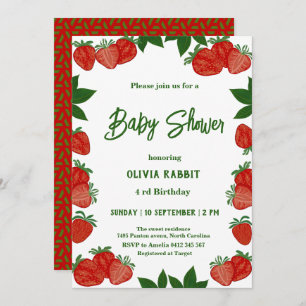 Invitation Fruit sucré fraise Fille Baby shower frais