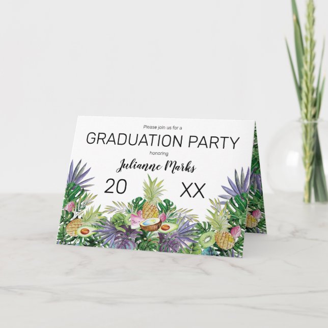 Invitation Fruit tropical | Green Summer Graduation Party (Devant)