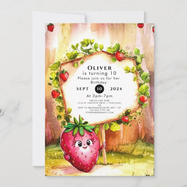 Invitation Fruit Whimsical Boho Fruit Anniversaire (Devant)