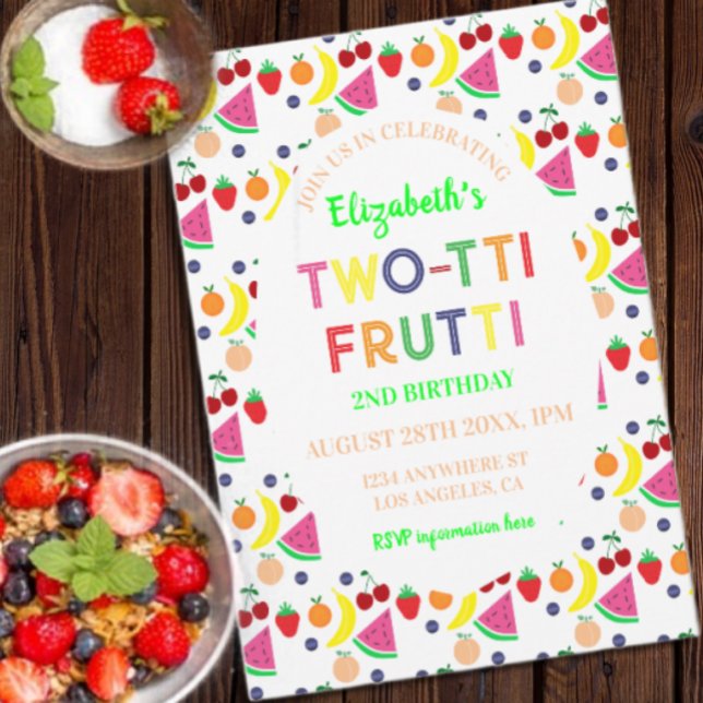 Invitation Fruits à deux tti Frutti 2e anniversaire (Créateur téléchargé)