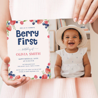 Invitation Fruits à l'aquarelle Photo de bébé Baie Premier An