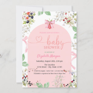 Invitation Fruits à l'arc de fraise à l'aquarelle Baby Shower