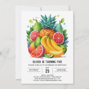 Invitation Fruits Apple modernes et modifiables Anniversaire