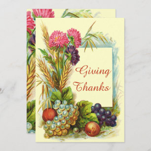 Invitation Fruits colorés et fleurs de thanksgiving vintage